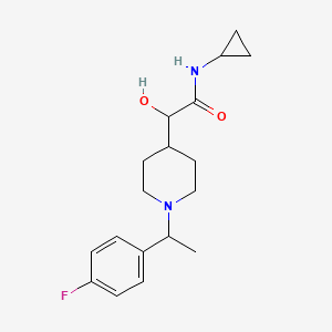 molecular formula C18H25FN2O2 B6673604 N-cyclopropyl-2-[1-[1-(4-fluorophenyl)ethyl]piperidin-4-yl]-2-hydroxyacetamide 