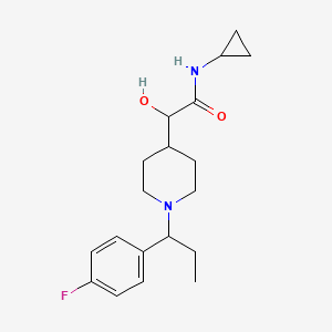 molecular formula C19H27FN2O2 B6673620 N-cyclopropyl-2-[1-[1-(4-fluorophenyl)propyl]piperidin-4-yl]-2-hydroxyacetamide 