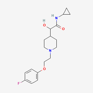 molecular formula C18H25FN2O3 B6673649 N-cyclopropyl-2-[1-[2-(4-fluorophenoxy)ethyl]piperidin-4-yl]-2-hydroxyacetamide 