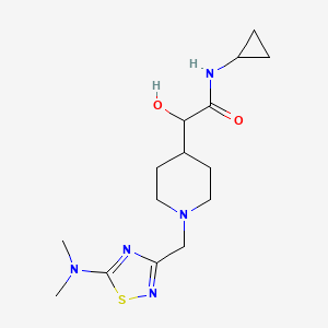 molecular formula C15H25N5O2S B6673650 N-cyclopropyl-2-[1-[[5-(dimethylamino)-1,2,4-thiadiazol-3-yl]methyl]piperidin-4-yl]-2-hydroxyacetamide 