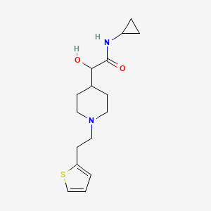 molecular formula C16H24N2O2S B6673663 N-cyclopropyl-2-hydroxy-2-[1-(2-thiophen-2-ylethyl)piperidin-4-yl]acetamide 