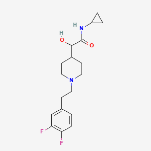molecular formula C18H24F2N2O2 B6673681 N-cyclopropyl-2-[1-[2-(3,4-difluorophenyl)ethyl]piperidin-4-yl]-2-hydroxyacetamide 