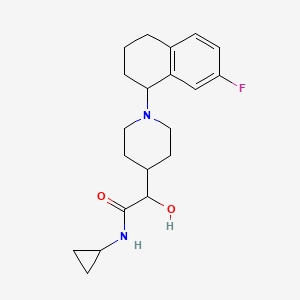 molecular formula C20H27FN2O2 B6673685 N-cyclopropyl-2-[1-(7-fluoro-1,2,3,4-tetrahydronaphthalen-1-yl)piperidin-4-yl]-2-hydroxyacetamide 