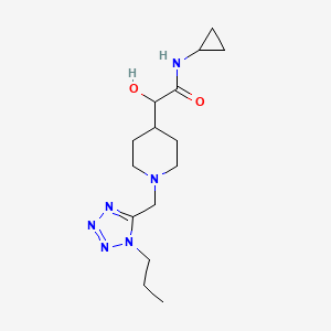 molecular formula C15H26N6O2 B6673728 N-cyclopropyl-2-hydroxy-2-[1-[(1-propyltetrazol-5-yl)methyl]piperidin-4-yl]acetamide 