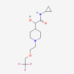 molecular formula C14H23F3N2O3 B6673754 N-cyclopropyl-2-hydroxy-2-[1-[2-(2,2,2-trifluoroethoxy)ethyl]piperidin-4-yl]acetamide 