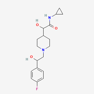 molecular formula C18H25FN2O3 B6673763 N-cyclopropyl-2-[1-[2-(4-fluorophenyl)-2-hydroxyethyl]piperidin-4-yl]-2-hydroxyacetamide 