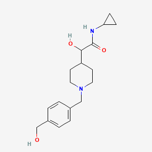 molecular formula C18H26N2O3 B6673773 N-cyclopropyl-2-hydroxy-2-[1-[[4-(hydroxymethyl)phenyl]methyl]piperidin-4-yl]acetamide 