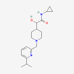 molecular formula C19H29N3O2 B6673794 N-cyclopropyl-2-hydroxy-2-[1-[(6-propan-2-ylpyridin-2-yl)methyl]piperidin-4-yl]acetamide 