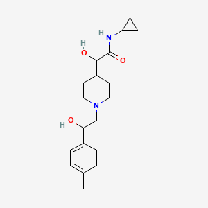 molecular formula C19H28N2O3 B6673852 N-cyclopropyl-2-hydroxy-2-[1-[2-hydroxy-2-(4-methylphenyl)ethyl]piperidin-4-yl]acetamide 