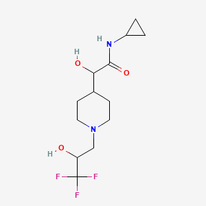 molecular formula C13H21F3N2O3 B6673866 N-cyclopropyl-2-hydroxy-2-[1-(3,3,3-trifluoro-2-hydroxypropyl)piperidin-4-yl]acetamide 