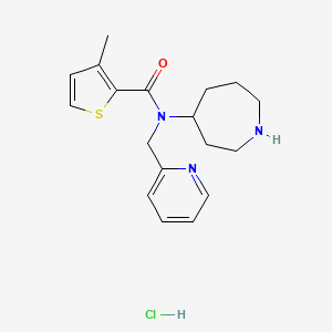 molecular formula C18H24ClN3OS B6673906 N-(azepan-4-yl)-3-methyl-N-(pyridin-2-ylmethyl)thiophene-2-carboxamide;hydrochloride 