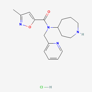 molecular formula C17H23ClN4O2 B6673928 N-(azepan-4-yl)-3-methyl-N-(pyridin-2-ylmethyl)-1,2-oxazole-5-carboxamide;hydrochloride 