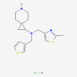 molecular formula C17H24ClN3S2 B6673937 N-[(2-methyl-1,3-thiazol-4-yl)methyl]-N-(thiophen-3-ylmethyl)-6-azaspiro[2.5]octan-2-amine;hydrochloride 
