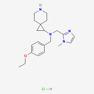molecular formula C21H31ClN4O B6673961 N-[(4-ethoxyphenyl)methyl]-N-[(1-methylimidazol-2-yl)methyl]-6-azaspiro[2.5]octan-2-amine;hydrochloride 