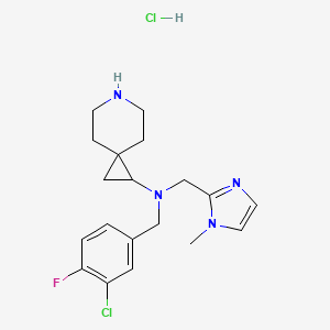 molecular formula C19H25Cl2FN4 B6673968 N-[(3-chloro-4-fluorophenyl)methyl]-N-[(1-methylimidazol-2-yl)methyl]-6-azaspiro[2.5]octan-2-amine;hydrochloride 