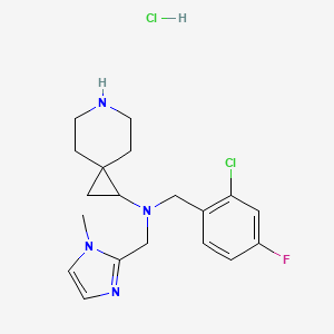 molecular formula C19H25Cl2FN4 B6673970 N-[(2-chloro-4-fluorophenyl)methyl]-N-[(1-methylimidazol-2-yl)methyl]-6-azaspiro[2.5]octan-2-amine;hydrochloride 