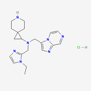 molecular formula C20H28ClN7 B6673978 N-[(1-ethylimidazol-2-yl)methyl]-N-(imidazo[1,2-a]pyrazin-3-ylmethyl)-6-azaspiro[2.5]octan-2-amine;hydrochloride 
