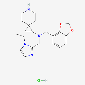 molecular formula C21H29ClN4O2 B6673981 N-(1,3-benzodioxol-4-ylmethyl)-N-[(1-ethylimidazol-2-yl)methyl]-6-azaspiro[2.5]octan-2-amine;hydrochloride 