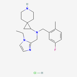 molecular formula C21H30ClFN4 B6673985 N-[(1-ethylimidazol-2-yl)methyl]-N-[(5-fluoro-2-methylphenyl)methyl]-6-azaspiro[2.5]octan-2-amine;hydrochloride 