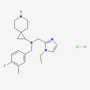 molecular formula C21H30ClFN4 B6673991 N-[(1-ethylimidazol-2-yl)methyl]-N-[(4-fluoro-3-methylphenyl)methyl]-6-azaspiro[2.5]octan-2-amine;hydrochloride 