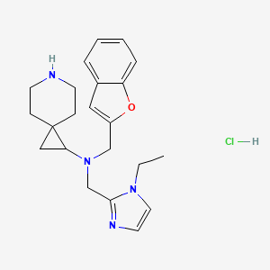 molecular formula C22H29ClN4O B6673998 N-(1-benzofuran-2-ylmethyl)-N-[(1-ethylimidazol-2-yl)methyl]-6-azaspiro[2.5]octan-2-amine;hydrochloride 
