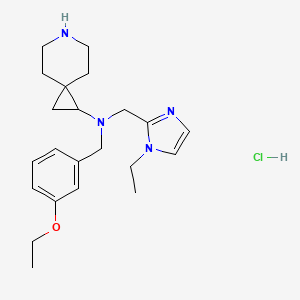 molecular formula C22H33ClN4O B6674013 N-[(3-ethoxyphenyl)methyl]-N-[(1-ethylimidazol-2-yl)methyl]-6-azaspiro[2.5]octan-2-amine;hydrochloride 