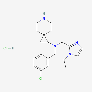 molecular formula C20H28Cl2N4 B6674026 N-[(3-chlorophenyl)methyl]-N-[(1-ethylimidazol-2-yl)methyl]-6-azaspiro[2.5]octan-2-amine;hydrochloride 