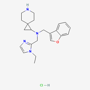 molecular formula C22H29ClN4O B6674034 N-(1-benzofuran-3-ylmethyl)-N-[(1-ethylimidazol-2-yl)methyl]-6-azaspiro[2.5]octan-2-amine;hydrochloride 