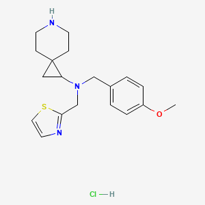 molecular formula C19H26ClN3OS B6674036 N-[(4-methoxyphenyl)methyl]-N-(1,3-thiazol-2-ylmethyl)-6-azaspiro[2.5]octan-2-amine;hydrochloride 