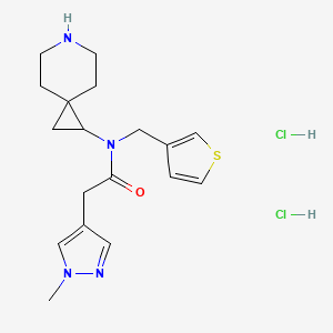 molecular formula C18H26Cl2N4OS B6674087 N-(6-azaspiro[2.5]octan-2-yl)-2-(1-methylpyrazol-4-yl)-N-(thiophen-3-ylmethyl)acetamide;dihydrochloride 