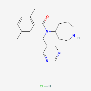 molecular formula C20H27ClN4O B6674098 N-(azepan-4-yl)-2,5-dimethyl-N-(pyrimidin-5-ylmethyl)benzamide;hydrochloride 