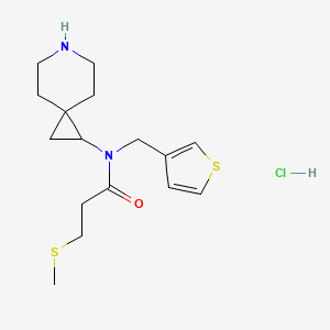 molecular formula C16H25ClN2OS2 B6674127 N-(6-azaspiro[2.5]octan-2-yl)-3-methylsulfanyl-N-(thiophen-3-ylmethyl)propanamide;hydrochloride 