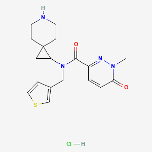 molecular formula C18H23ClN4O2S B6674134 N-(6-azaspiro[2.5]octan-2-yl)-1-methyl-6-oxo-N-(thiophen-3-ylmethyl)pyridazine-3-carboxamide;hydrochloride 