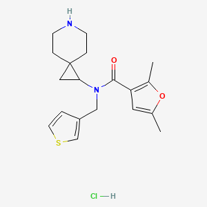 molecular formula C19H25ClN2O2S B6674141 N-(6-azaspiro[2.5]octan-2-yl)-2,5-dimethyl-N-(thiophen-3-ylmethyl)furan-3-carboxamide;hydrochloride 