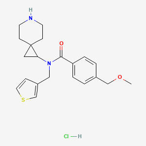 molecular formula C21H27ClN2O2S B6674146 N-(6-azaspiro[2.5]octan-2-yl)-4-(methoxymethyl)-N-(thiophen-3-ylmethyl)benzamide;hydrochloride 