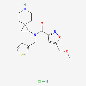 molecular formula C18H24ClN3O3S B6674151 N-(6-azaspiro[2.5]octan-2-yl)-5-(methoxymethyl)-N-(thiophen-3-ylmethyl)-1,2-oxazole-3-carboxamide;hydrochloride 