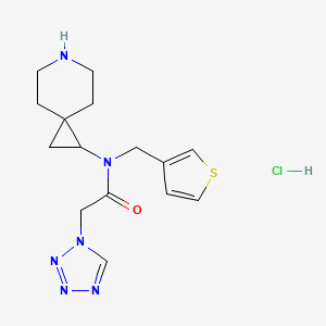 molecular formula C15H21ClN6OS B6674168 N-(6-azaspiro[2.5]octan-2-yl)-2-(tetrazol-1-yl)-N-(thiophen-3-ylmethyl)acetamide;hydrochloride 