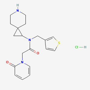molecular formula C19H24ClN3O2S B6674169 N-(6-azaspiro[2.5]octan-2-yl)-2-(2-oxopyridin-1-yl)-N-(thiophen-3-ylmethyl)acetamide;hydrochloride 