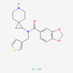 molecular formula C20H23ClN2O3S B6674196 N-(6-azaspiro[2.5]octan-2-yl)-N-(thiophen-3-ylmethyl)-1,3-benzodioxole-5-carboxamide;hydrochloride 