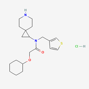 molecular formula C20H31ClN2O2S B6674197 N-(6-azaspiro[2.5]octan-2-yl)-2-cyclohexyloxy-N-(thiophen-3-ylmethyl)acetamide;hydrochloride 
