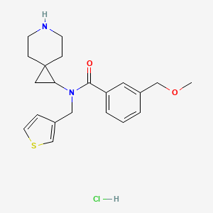 molecular formula C21H27ClN2O2S B6674202 N-(6-azaspiro[2.5]octan-2-yl)-3-(methoxymethyl)-N-(thiophen-3-ylmethyl)benzamide;hydrochloride 