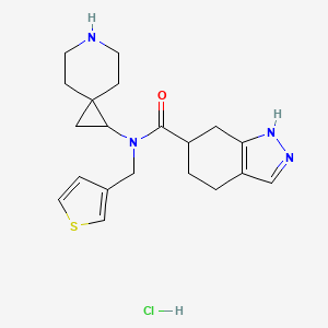 molecular formula C20H27ClN4OS B6674205 N-(6-azaspiro[2.5]octan-2-yl)-N-(thiophen-3-ylmethyl)-4,5,6,7-tetrahydro-1H-indazole-6-carboxamide;hydrochloride 