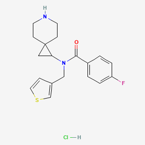 molecular formula C19H22ClFN2OS B6674219 N-(6-azaspiro[2.5]octan-2-yl)-4-fluoro-N-(thiophen-3-ylmethyl)benzamide;hydrochloride 
