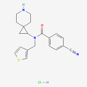 molecular formula C20H22ClN3OS B6674221 N-(6-azaspiro[2.5]octan-2-yl)-4-cyano-N-(thiophen-3-ylmethyl)benzamide;hydrochloride 
