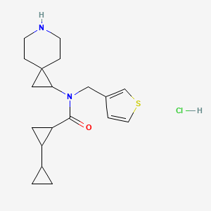 molecular formula C19H27ClN2OS B6674229 N-(6-azaspiro[2.5]octan-2-yl)-2-cyclopropyl-N-(thiophen-3-ylmethyl)cyclopropane-1-carboxamide;hydrochloride 