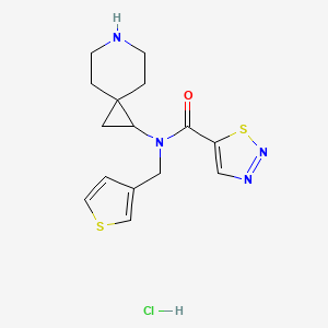 molecular formula C15H19ClN4OS2 B6674232 N-(6-azaspiro[2.5]octan-2-yl)-N-(thiophen-3-ylmethyl)thiadiazole-5-carboxamide;hydrochloride 