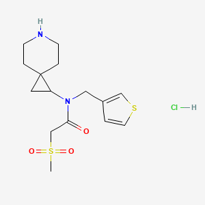 molecular formula C15H23ClN2O3S2 B6674238 N-(6-azaspiro[2.5]octan-2-yl)-2-methylsulfonyl-N-(thiophen-3-ylmethyl)acetamide;hydrochloride 