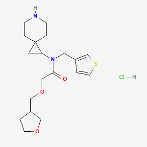 molecular formula C19H29ClN2O3S B6674240 N-(6-azaspiro[2.5]octan-2-yl)-2-(oxolan-3-ylmethoxy)-N-(thiophen-3-ylmethyl)acetamide;hydrochloride 