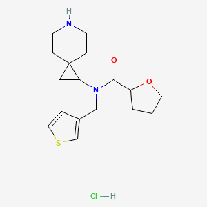molecular formula C17H25ClN2O2S B6674249 N-(6-azaspiro[2.5]octan-2-yl)-N-(thiophen-3-ylmethyl)oxolane-2-carboxamide;hydrochloride 