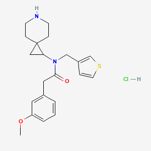 molecular formula C21H27ClN2O2S B6674257 N-(6-azaspiro[2.5]octan-2-yl)-2-(3-methoxyphenyl)-N-(thiophen-3-ylmethyl)acetamide;hydrochloride 